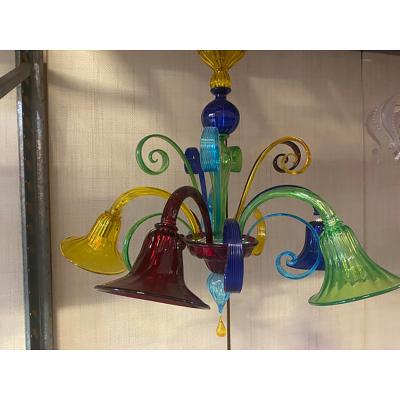  SimoEng Murano Multicolors Glass Chandelier Random Colors 5 Arms