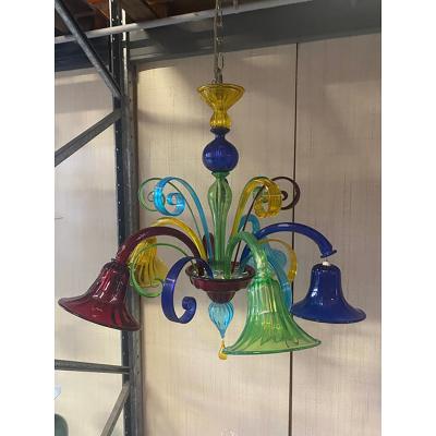  SimoEng Murano Multicolors Glass Chandelier Random Colors 5 Arms