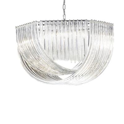  SimoEng Murano Style Glass Chandelier Arc in Clear Color With Kromo Metal Frame