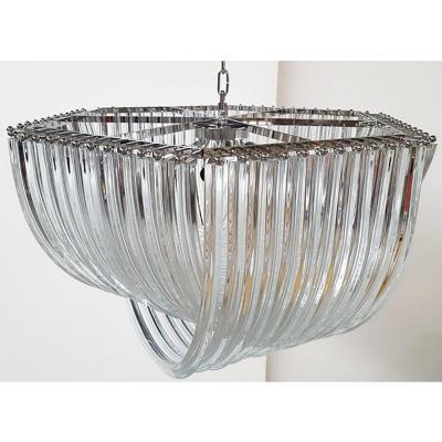 SimoEng Murano Style Glass Chandelier Arc in Clear Color With Kromo Metal Frame