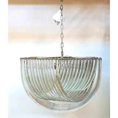  SimoEng Murano Style Glass Chandelier Arc in Clear Color With Kromo Metal Frame