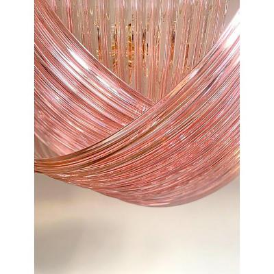  SimoEng Murano Style Glass Chandelier Arc in Pink Color With Gold Metal Frame