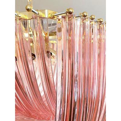  SimoEng Murano Style Glass Chandelier Arc in Pink Color With Gold Metal Frame