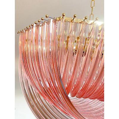  SimoEng Murano Style Glass Chandelier Arc in Pink Color With Gold Metal Frame