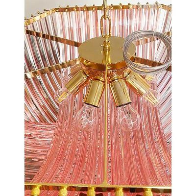  SimoEng Murano Style Glass Chandelier Arc in Pink Color With Gold Metal Frame