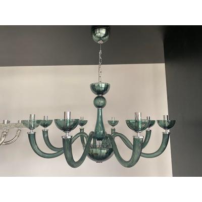  SimoEng Murano Style Glass Chandelier in Light Green Italian Art Glass