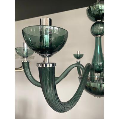  SimoEng Murano Style Glass Chandelier in Light Green Italian Art Glass