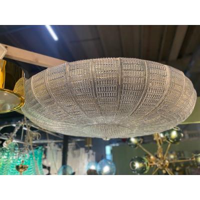  SimoEng Murano Style Glass Flush Mount in Clear Italian Art