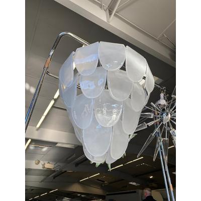  SimoEng Murano Style Glass Kromo With Frosted Leaves Chandelier