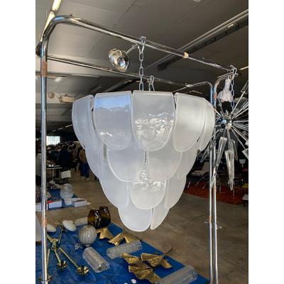  SimoEng Murano Style Glass Kromo With Frosted Leaves Chandelier