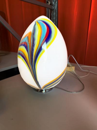  SimoEng Murano Style Glass Multicolored Reeds White Egg Lamp