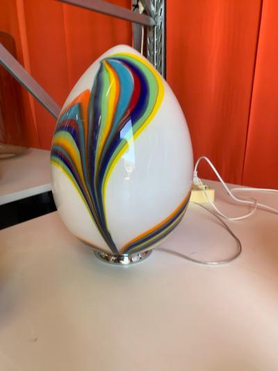  SimoEng Murano Style Glass Multicolored Reeds White Egg Lamp
