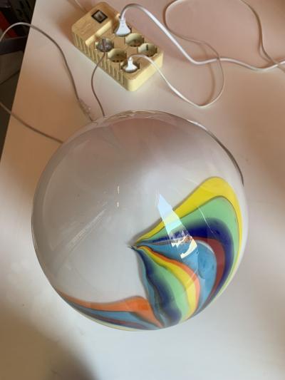  SimoEng Murano Style Glass Multicolored Reeds White Egg Lamp