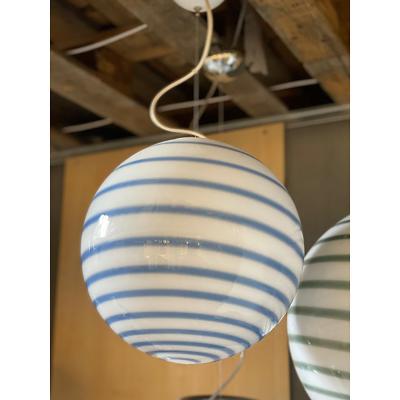  SimoEng Murano Style Glass Pendant Swirling Blue and White