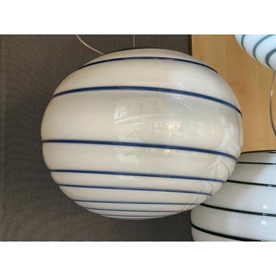  SimoEng Murano Style Glass Pendant Swirling Blue and White