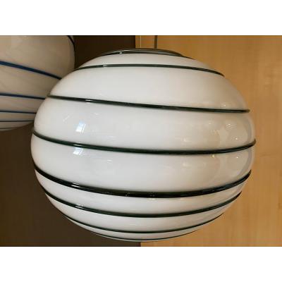  SimoEng Murano Style Glass Pendant Swirling Green and White