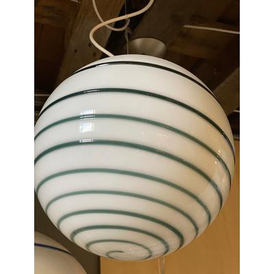  SimoEng Murano Style Glass Pendant Swirling Green and White