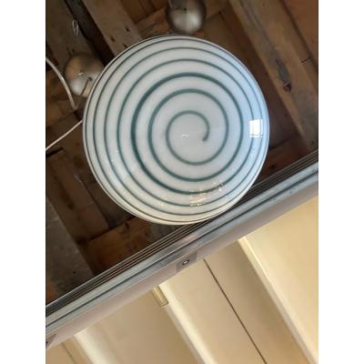  SimoEng Murano Style Glass Pendant Swirling Green and White