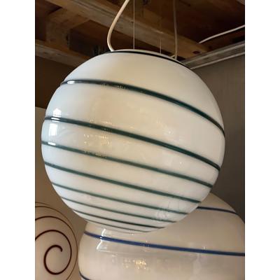  SimoEng Murano Style Glass Pendant Swirling Green and White