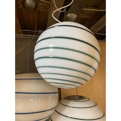  SimoEng Murano Style Glass Pendant Swirling Green and White