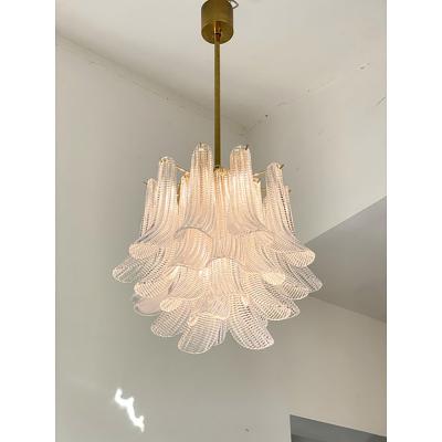  SimoEng Murano Style Glass Sella Chandelier With Gold 24k Metal Frame in Mazzega Style