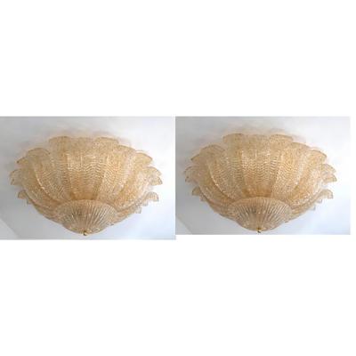  SimoEng Murano Style Glass Sputnik Chandelier Flush Mounts Mazzega Style a Pair