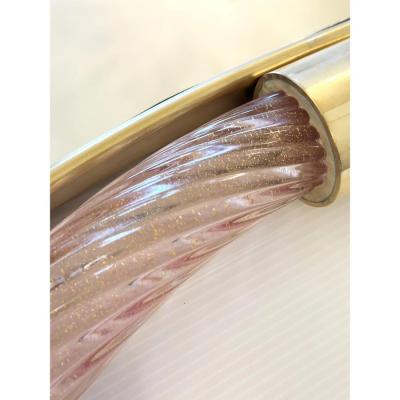 SimoEng Murano Style Scenographic Torchon Glass Designer Mirror Simoeng Pink and Gold