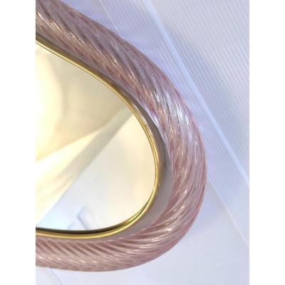  SimoEng Murano Style Scenographic Torchon Glass Designer Mirror Simoeng Pink and Gold