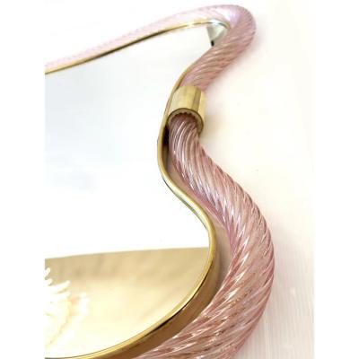  SimoEng Murano Style Scenographic Torchon Glass Designer Mirror Simoeng Pink and Gold