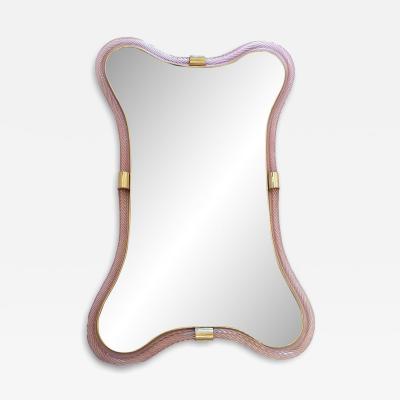  SimoEng Murano Style Scenographic Torchon Glass Designer Mirror Simoeng Pink and Gold