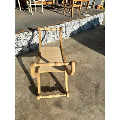 SimoEng Natural Bedside Chair in Unpainted Wood in Hollywood Regency Style