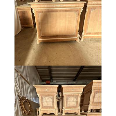  SimoEng Natural Unpainted Set of a Chest of Drawers and Two Bedside Tables for Bedroom