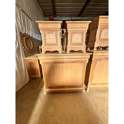  SimoEng Natural Unpainted Set of a Chest of Drawers and Two Bedside Tables for Bedroom