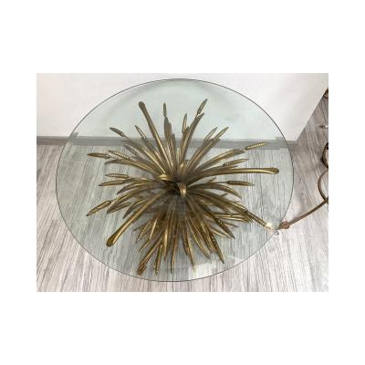  SimoEng Old Gold Florentine Wrought Iron Ears Cofee Table