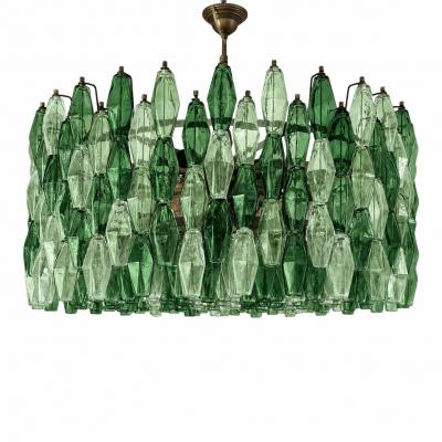  SimoEng Oversized Murano Glass Poliedro Chandelier in Burnished Venini Style