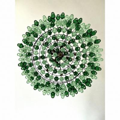  SimoEng Oversized Murano Glass Poliedro Chandelier in Burnished Venini Style