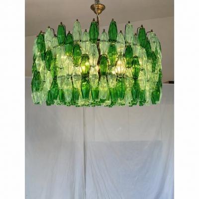  SimoEng Oversized Murano Glass Poliedro Chandelier in Burnished Venini Style