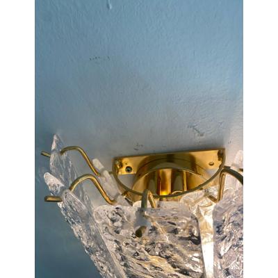  SimoEng Pair of Contemporary Hammered Strips Listelli Murano Glass Gold Wall Sconces