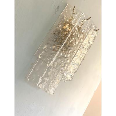  SimoEng Pair of Contemporary Hammered Strips Listelli Murano Glass Gold Wall Sconces