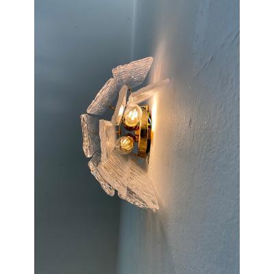  SimoEng Pair of Contemporary Hammered Strips Listelli Murano Glass Gold Wall Sconces