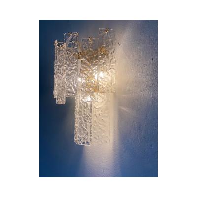  SimoEng Pair of Contemporary Hammered Strips Listelli Murano Glass Wall Sconces