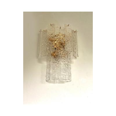  SimoEng Pair of Contemporary Hammered Strips Listelli Murano Glass Wall Sconces