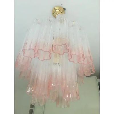  SimoEng Pair of Murano Style Glass Vanished Pink Tronchi Venini Style Chandeliers