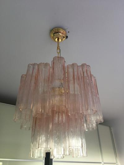  SimoEng Pink Murano Glass Style Tronchi Venini Chandelier