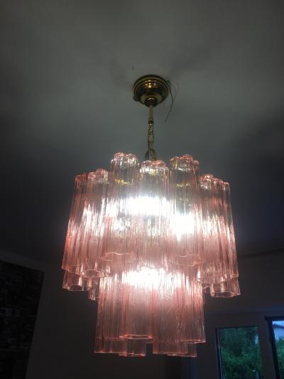  SimoEng Pink Murano Glass Style Tronchi Venini Chandelier