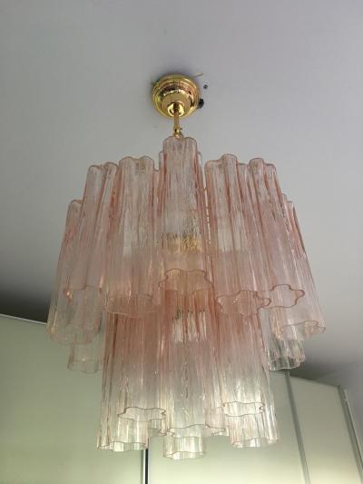  SimoEng Pink Murano Glass Style Tronchi Venini Chandelier