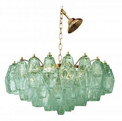  SimoEng Poliedro Murano Glass Green Chandelier With Gold Metal Frame