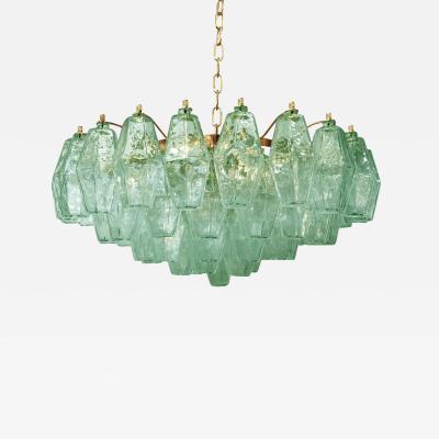  SimoEng Poliedro Murano Glass Green Chandelier With Gold Metal Frame