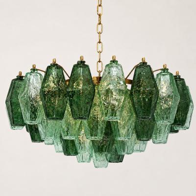  SimoEng Poliedro Murano Glass Green Chandelier With Gold Metal Frame From Simoeng