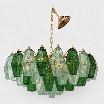  SimoEng Poliedro Murano Glass Green Chandelier With Gold Metal Frame From Simoeng